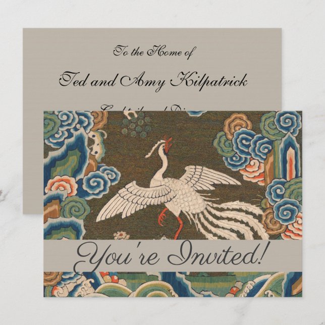 Bird Chinese Antique Decor Invitation (Front/Back)