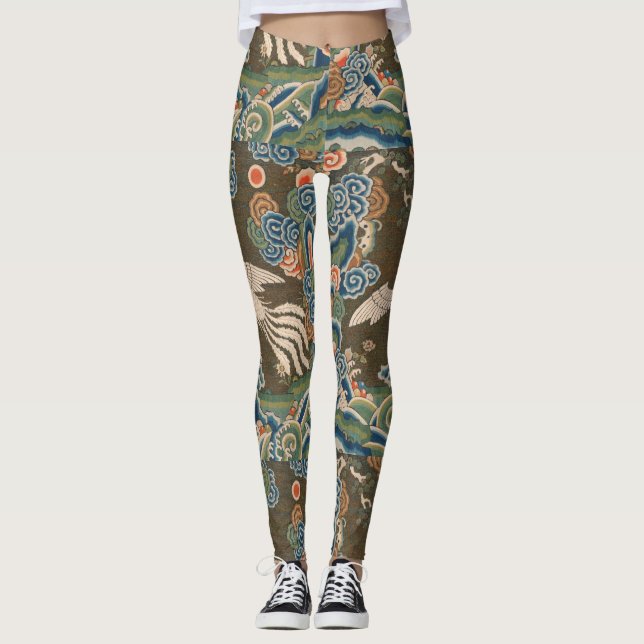 Bird Chinese Antique Decor Leggings (Front)