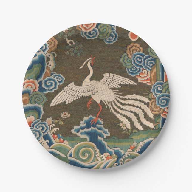Bird Chinese Antique Decor Paper Plates (Front)
