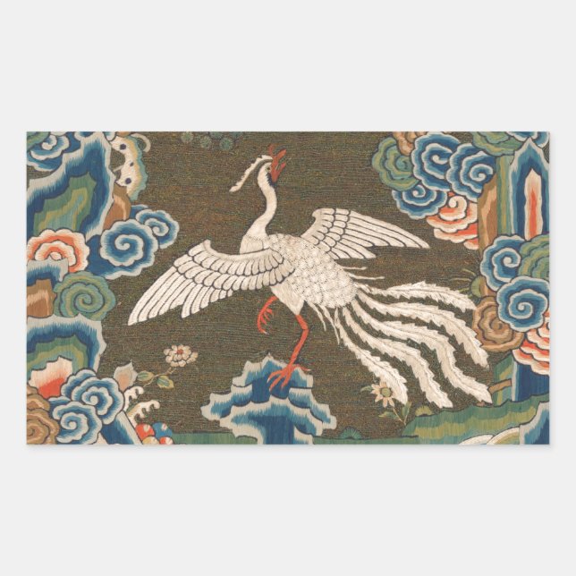 Bird Chinese Antique Decor Rectangular Sticker (Front)