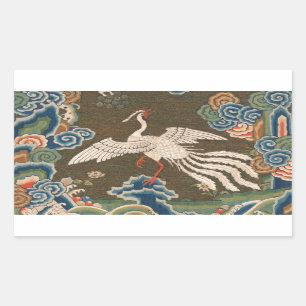 Bird Chinese Antique Decor Rectangular Sticker