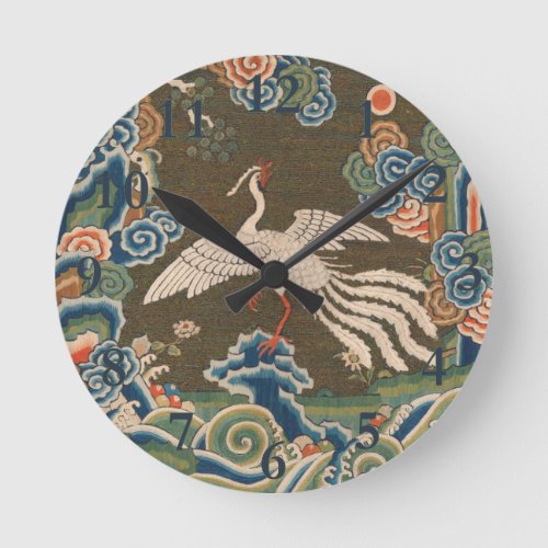 Bird Chinese Antique Decor Round Clock