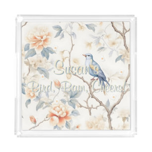 Bird Chinoiserie Peacock Custom Mahjong Acrylic Tray