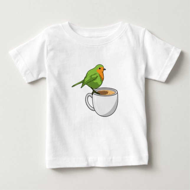 Bird Coffee Cup Baby T-Shirt (Front)