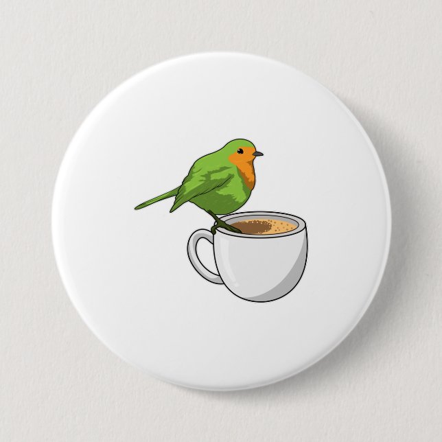 Bird Coffee Cup Button (Front)