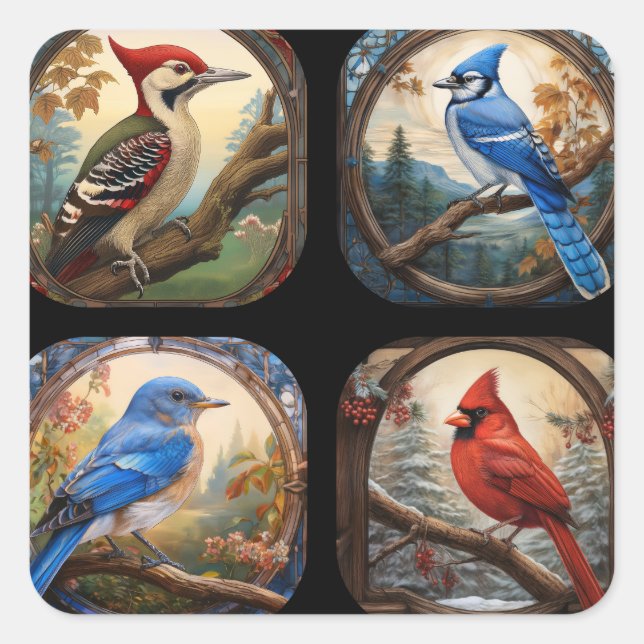 Bird Collage  Square Sticker (Front)