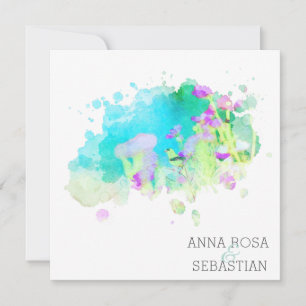 *~* Bird Cosmos Floral AR12 QR PHOTO RSVP Wedding Invitation