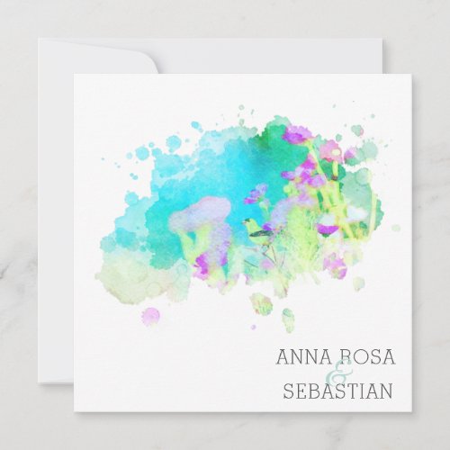 *~* Bird Cosmos Floral AR12 QR PHOTO RSVP Wedding Invitation