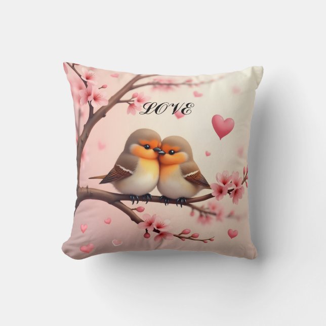 Bird Couple Love  Throw Pillow (Front)