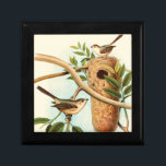 Bird Couple on a Nest Perched on a Branch Gift Box<br><div class="desc">This decorative art print displays a bird couple setting up their nest. The illustration conveys a feeling of togetherness and harmony while the soft pastel green, beige and brown colors create a pleasant calming feeling. Choose this design for any rustic home decor products.</div>
