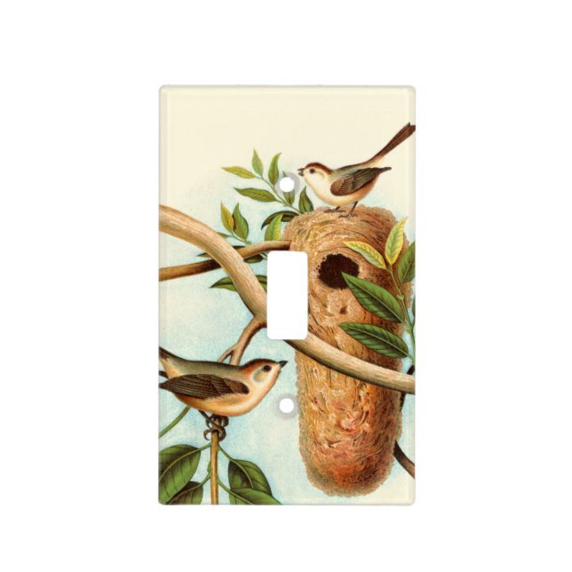 Bird Couple on a Nest Perched on a Branch Light Switch Cover (Front)