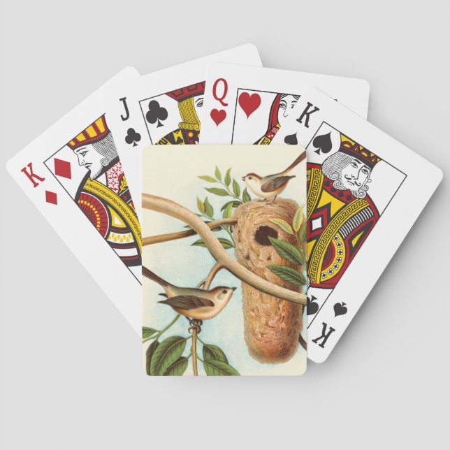 Bird Couple on a Nest Perched on a Branch Poker Cards (Back)