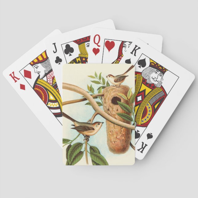 Bird Couple on a Nest Perched on a Branch Poker Cards (Back)