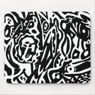 "Bird Creature" B&W Abstract Mouse Pad