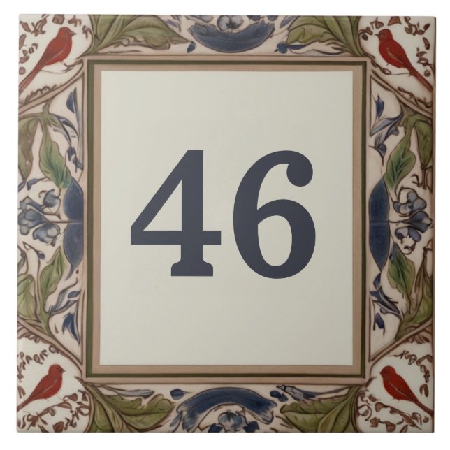 Bird Custom House Number Sign Plaque Plate Ceramic Tile (Front)