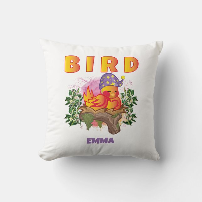 BIRD CUTE LOVELY FUNNY PERSONALIZED KIDS  THROW PILLOW (Front)