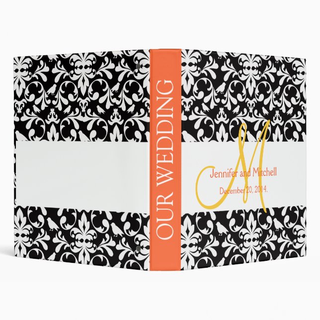 Bird Damask Wedding Planner Binders (Background)