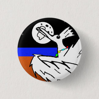 Bird dancing under moon pinback button