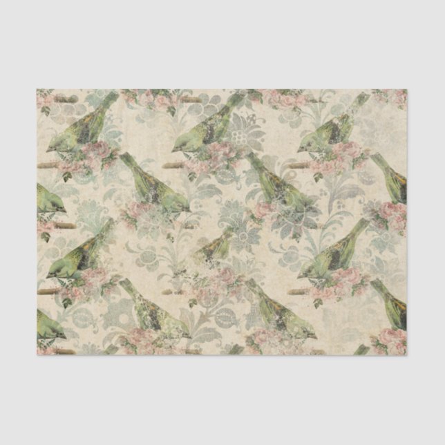 Bird Decoupage Vintage Ephemera Tissue Paper (Front)