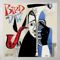 Bird & Diz Vintage Jazz Illustration