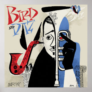 Bird & Diz Vintage Jazz Illustration Poster