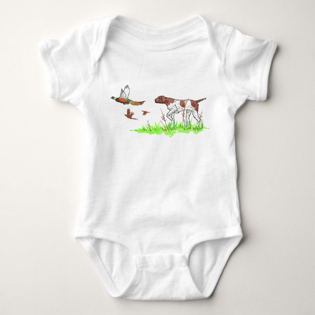 Bird Dog and Pheasants Baby Bodysuit (Front)