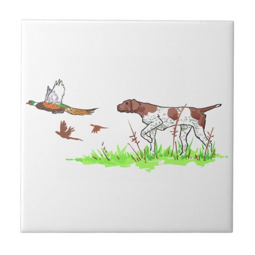 Bird Dog and Pheasants Ceramic Tile