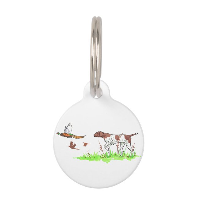 Bird Dog and Pheasants Pet ID Tag (Front)