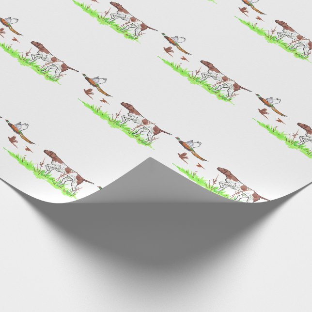 Bird Dog and Pheasants Wrapping Paper (Corner)