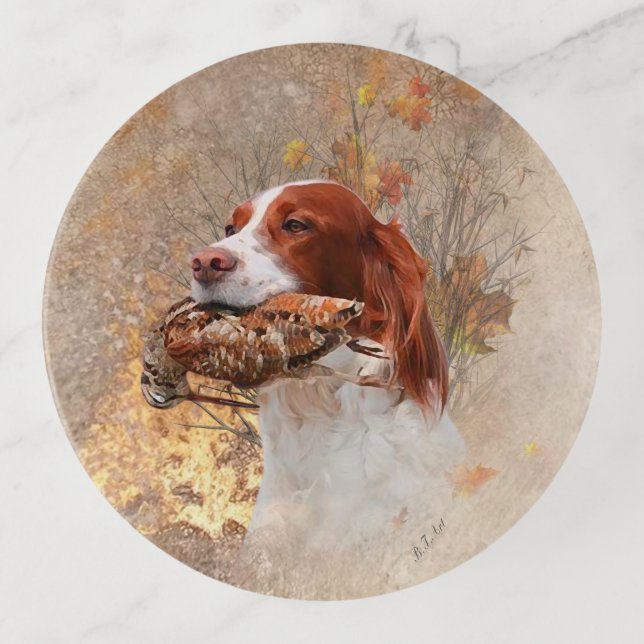 Bird dog , woodcock hunting trinket tray (Front)