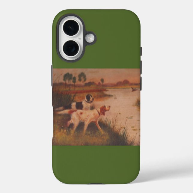 Bird Dogs Dark Olive Green iPhone 16 Case (Back)
