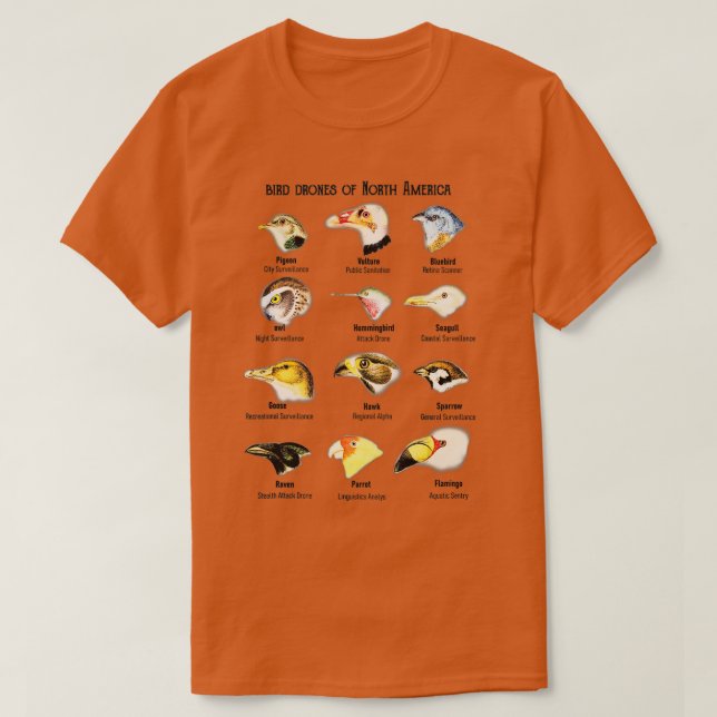 bird drones of North America Cute Bird Lovers  T-Shirt (Design Front)