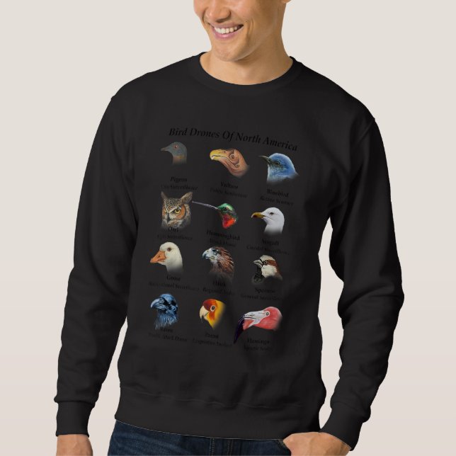 Bird Drones Of North America Cute Field Guide Bird Sweatshirt (Front)