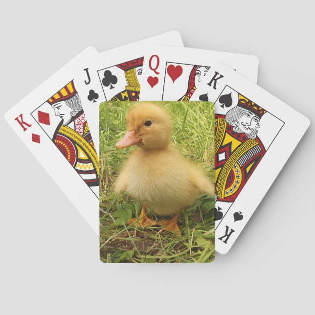 bird, duck, duckling, yellow, nature, cute, baby, poker cards (Back)