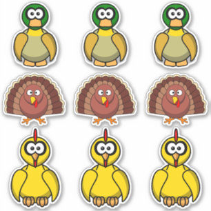 Bird Duck, Turkey, Chicken Cartoon Sticker