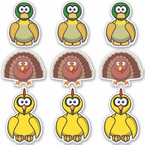 Bird Duck Turkey Chicken Cartoon Sticker