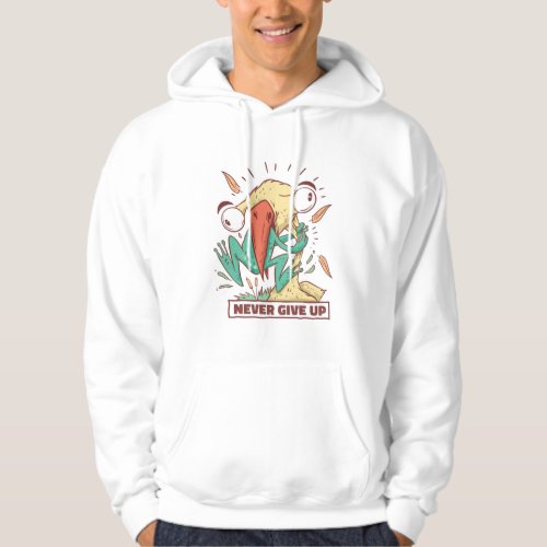 Bird eating frog Never give up Hoodie