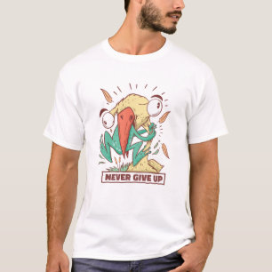 Bird eating frog Never give up T-Shirt
