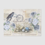 Bird Eggs Vintage Floral French Text Tissue Paper