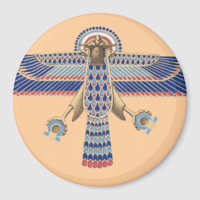 Bird Egyptian Symbol Horus Omega Blue Gold Ancient Magnet