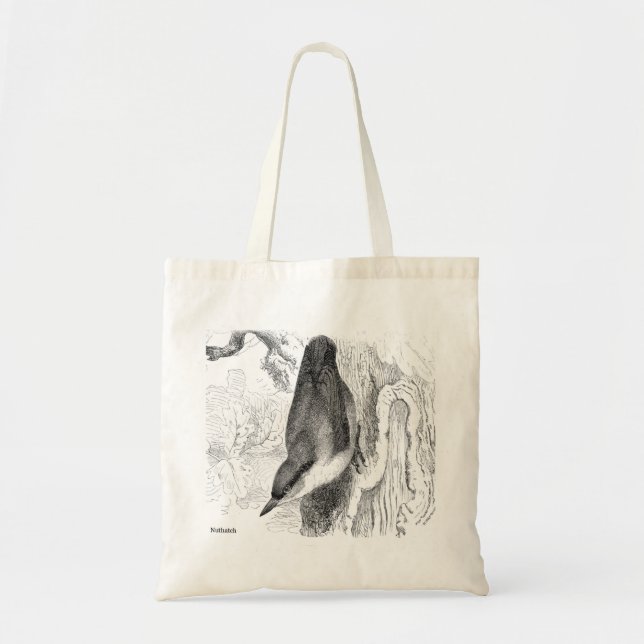 Bird Engravings  - a Nuthatch Tote Bag (Front)