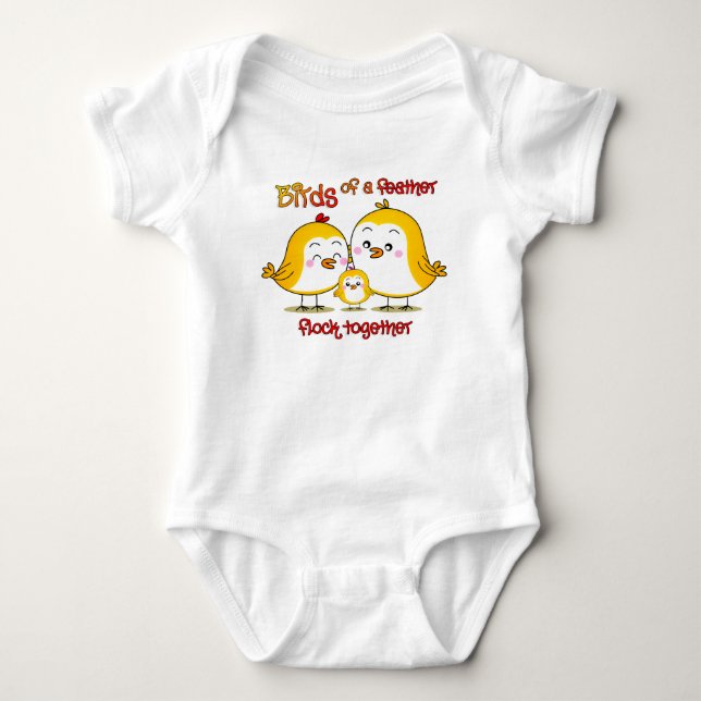 bird family baby bodysuit (Front)