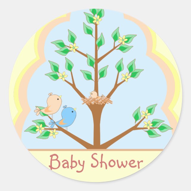 Bird Family Baby Shower Sticker (Front)