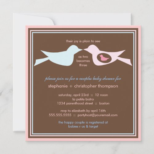 Bird Family Couples Baby Shower Invitations