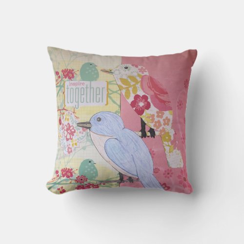 Bird Family Inspirational Quote Birds Throw Pillow