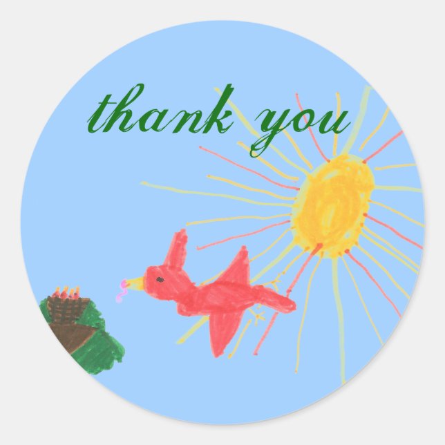 Bird family thank you sticker (Front)