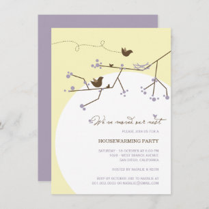 Bird Family We've Moved Nest Housewarming Party Invitation