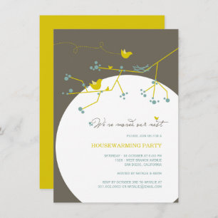 Bird Family We've Moved Nest Housewarming Party Invitation