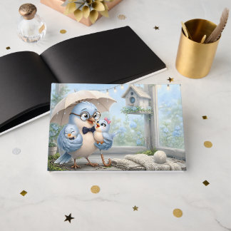 Bird Family Window Scene Guest Book