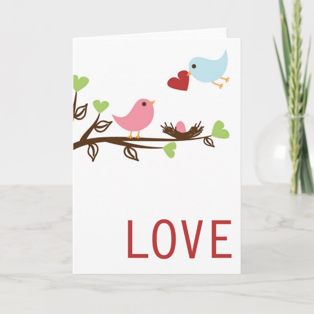 Bird Family With Heart Announcement (Front)